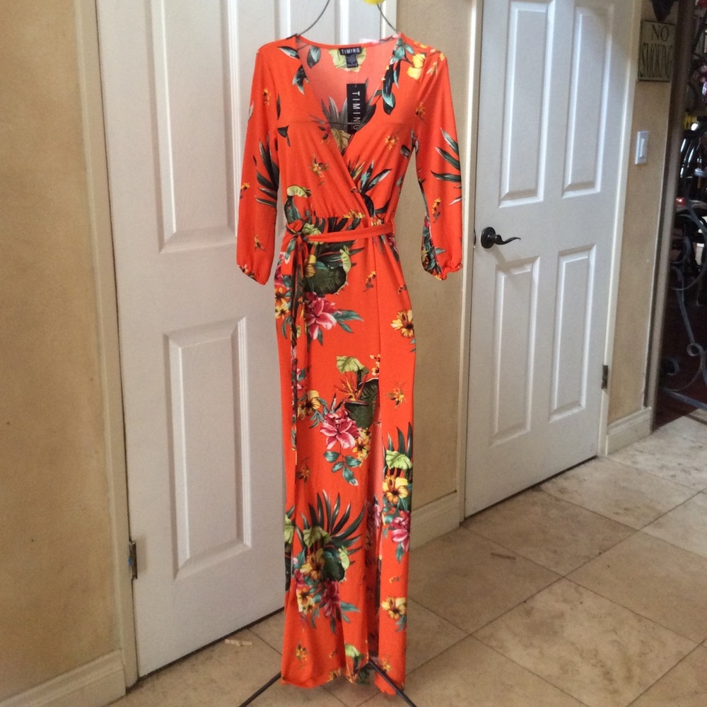 Full length Hawaiian wrap dress
